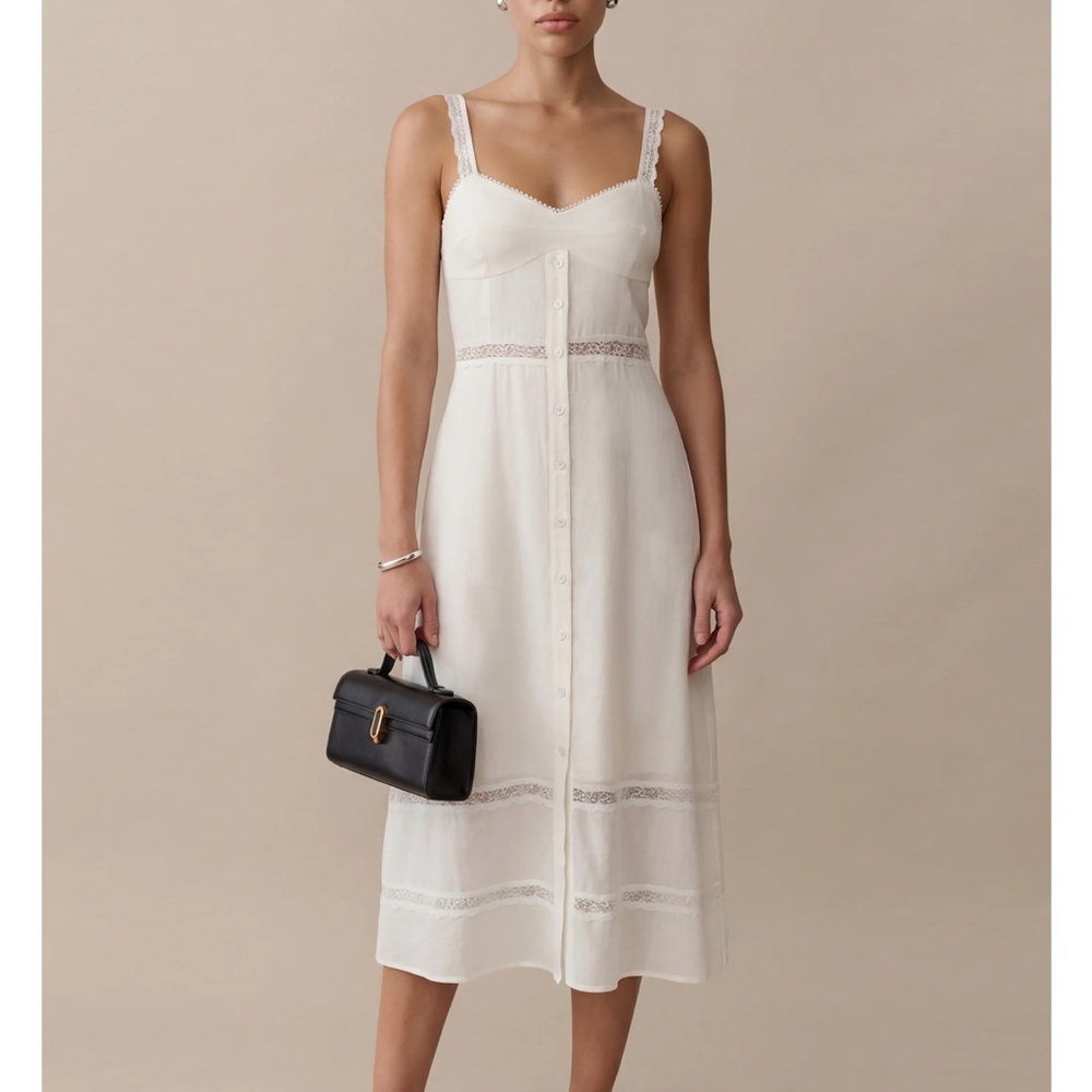 Chic Ivory Lace Midi Dress